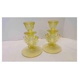 2 Fostoria Glass "Baroque" Single Candlesticks