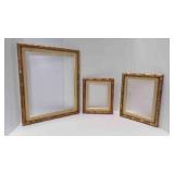 3 Vintage Wood Faux Bamboo Picture Frames