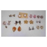 10 Pair Clip On Earrings - Some Missing Stones