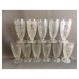 11 Vintage Jeannette Glass Tumblers - Clear Iris