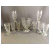 Vintage Jeannette Glass Pitcher and Tumblers Set