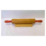 2 Vintage Wood Rolling Pin w/Red Painted Handles