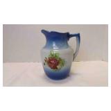 Vintage Ceramic Blue Colored Stoneware Pitcher w/