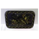 Vintage Black Metal Serving Tray w/Gold