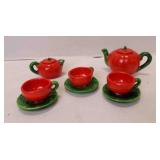 10 Vintage Miniature Ceramic Tomato Tea Set