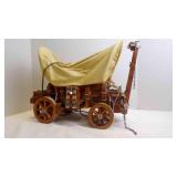 Vintage Handmade Wood Covered Wagon Lamp