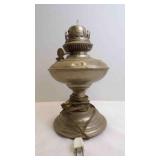 Antique Nickel-Plated Center-Draft Kerosene Lamp