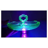 Antique Glow-Green Uranium Vaseline Depression