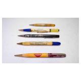 5 Vintage Twist Mechanical Pencils w/Advertising