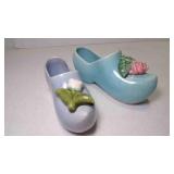 2 Vintage Dutch Shoe Planters - 1 Marked McCoy