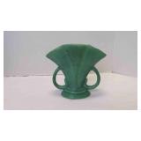 Vintage Green Niloak Art Double Handle Fan Vase