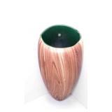 Large 12" Hand Made Ceramic Wall Vase - Faux Wood
