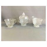 Vintage Jeannette Glass Clear Creamer and Sugar