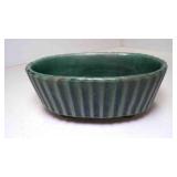 Vintage HULL Pottery F39 Green Oval Ribbed Footed