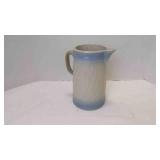 Vintage Salt-Glazed Blue & White Stoneware Pitcher
