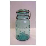 Vintage Atlas E-Z Seal Aqua Glass Fruit Canning