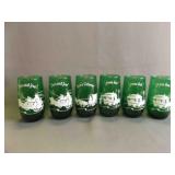 6 Vintage Anchor Hocking Forest Green Drinking