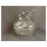 Vintage Jeannette Glass Elephant Lidded Powder