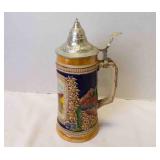 Vintage W. German Beer Stein w/Metal Lid Feat: