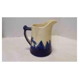 Vintage Ceramic Blue Colored Stoneware Pitcher w/