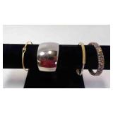 4 Cuff Bracelets - 2 Two Tone Both Marked SEE