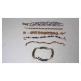 6 Costume Fashion Jewelry Bracelets - Gold Tone