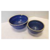 2 Med. Sized Vintage Glazed Hand-Thrown Ceramic