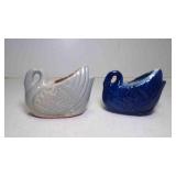 2 Vintage Swan Ceramic Planters for Small Plants