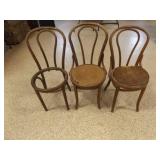 3 Vintage Bentwood Bistro Chairs - Sturdy - Good