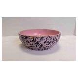 Vintage Etched Pink & Black Speckled Ceramic Bowl