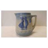 Vintage Salt-Glazed Hand-Thrown Stoneware Pitcher