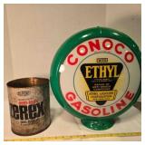 Conoco gas pump logo replica, crack on top