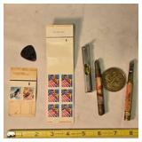 2 vintage bullet pencils; Stanley level