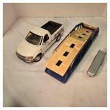 3 Ertl model vehicles; Car carrier trailer
