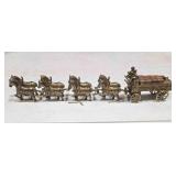 Brass 8-horse hitch beer wagon w/drivers & dog