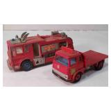 2 Vintage Dinky Fire Tender; Coal Lorry