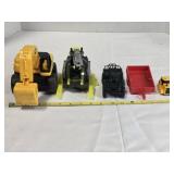 Cat backhoe & bulldozer; 4 wheeler & wagon