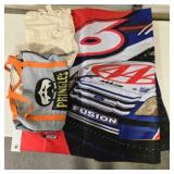2 bags, NASCAR banner