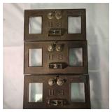 3 decorative brass Post Office box doors
