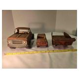 3 vintage vehicles; Tonka Semi-tractor, 12" long