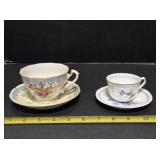 2 teacups & saucers; 1 from Coimbra Portugal