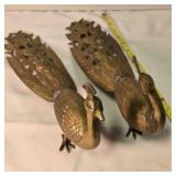 2 gold-tone peacocks; some repairs