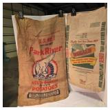 2 Bags; Vintage Park River Potatoes burlap 39"x22"