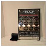 Grizzly Moist Snuff Metal Lid display, 17ï¿½"x12"