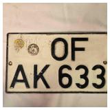 Vintage German license plate; 13ï¿½"x8"