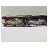 2 diecast cars; Fast & Furious models, 8" long