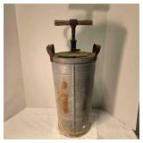 Hand-pump fire extinguisher, galvanized metal