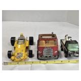 3 Buddy L model vehicles; Race car, 8" long