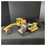 Tonka Road Grader, 18"& Back Hoe Front Loader, 8"