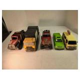 5 model trucks & cars